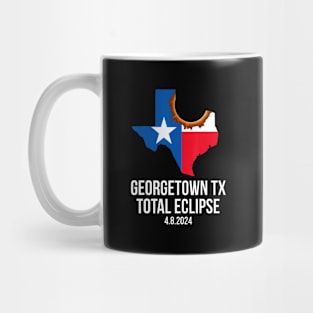 Georgetown Texas Total Eclipse 2024 State Outline Texan Flag Mug